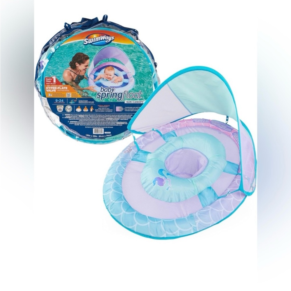 SwimWays - Mermaid Print - Sun Canopy - Inflatable - Pool Float - 9-24 Months